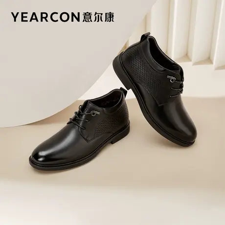 意尔康男士棉皮鞋男真皮商务正装鞋2023新款冬季男鞋加绒加厚棉鞋图片