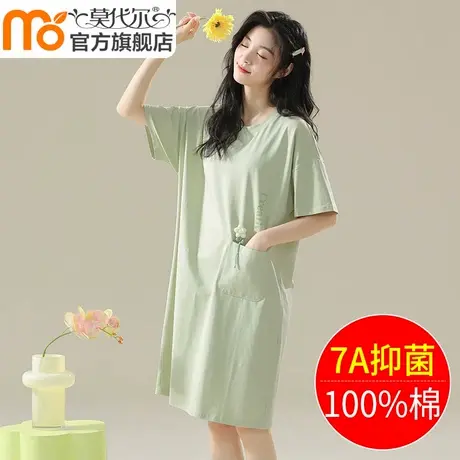 纯棉睡裙夏季女款2025新款短袖清爽睡衣薄款连衣裙可爱卡通家居服图片