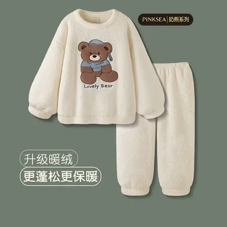Pinksea睡衣女冬款加厚珊瑚绒新款保暖套装可爱秋冬季女款家居服图片