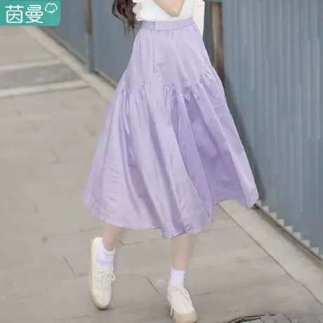 茵曼小个子天丝凉感半身裙女士2023年夏季新款夏天显瘦高腰a字裙图片