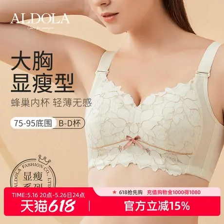 雅黛俪内衣女大胸显小收副乳防下垂全罩杯蕾丝无钢圈美背胸罩女商品大图