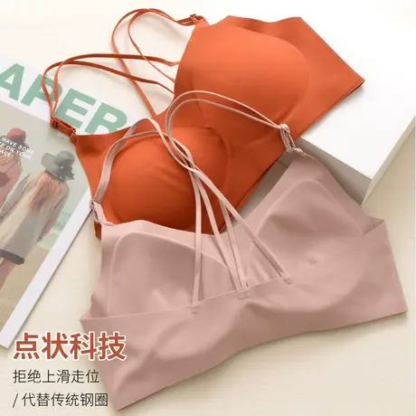 无痕内衣女无钢圈小胸聚拢收副乳防下垂调整型交叉美背运动文胸罩图片