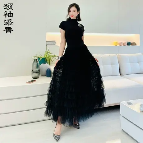 颈袖添香2023秋季新款气质时尚女士半身裙蛋糕裙图片