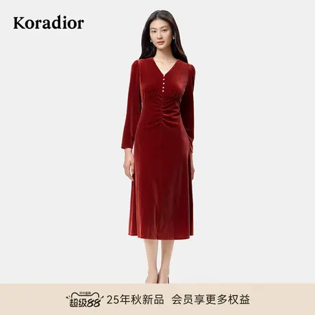 珂莱蒂尔2025年秋季新款丝绒时尚设计感长袖礼服款连衣裙女图片