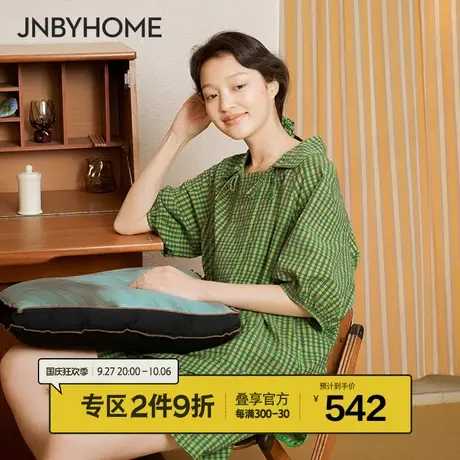 JNBYHOME江南布衣春夏泡泡纱家居服棉质条格柔软轻薄亲子装睡衣女图片