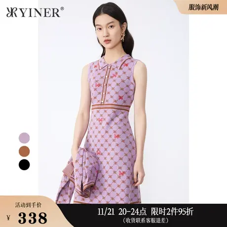 YINER音儿专选女装冬季无袖娃娃领针织连衣裙图片