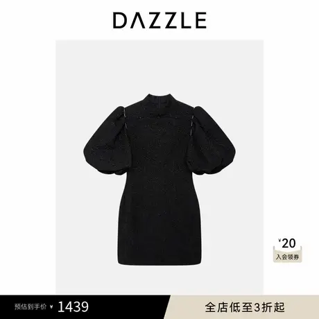 DAZZLE地素奥莱 连衣裙春秋黑色魔方旗袍图片