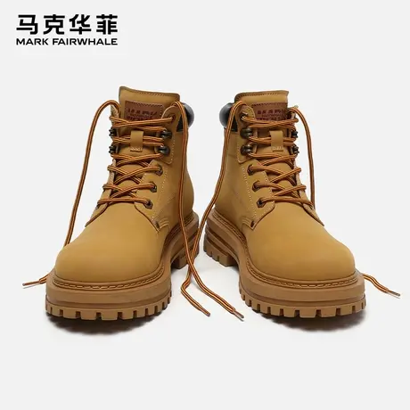 马克华菲马丁靴男夏季英伦复古大黄靴真皮工装靴厚底耐磨靴子男款图片