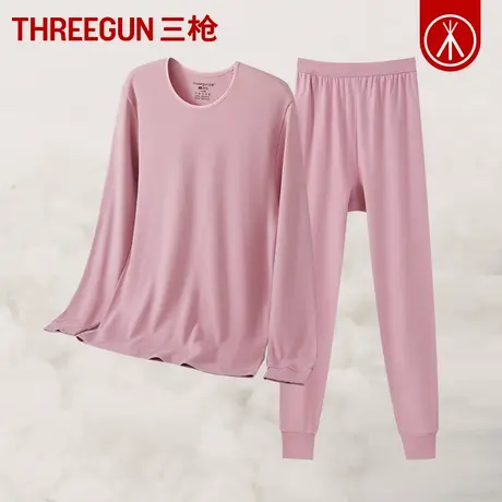 三枪保暖套装男纯棉秋衣秋裤女圆领100%棉保暖内衣情侣棉毛衫裤图片