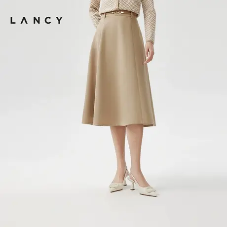 LANCY/朗姿2024春季新款高级感羊毛半身裙女中长款优雅丝毛A字裙图片