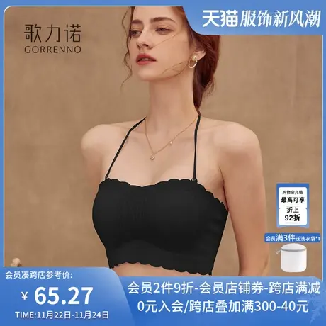挂脖文胸小胸吊带聚拢裹胸无肩带夏季打底胸垫美背心抹胸式内衣女图片