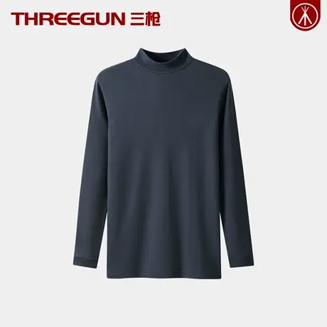 三枪100%全棉中厚款男士保暖上衣纯棉单件秋衣打底衫抗静电半高领图片
