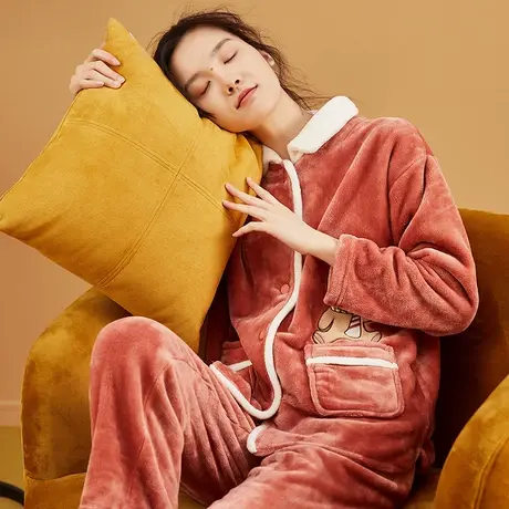 顶瓜瓜女士法兰绒睡衣加绒厚款家居服DJJWD-ANW27078商品大图
