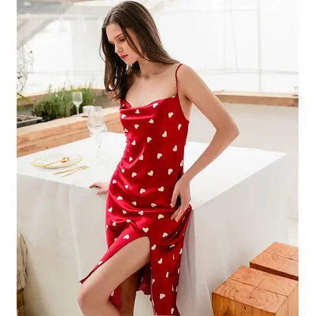 吊带睡裙女夏季冰丝性感睡衣女款夏天薄款仿真丝绸家居服连衣裙子图片