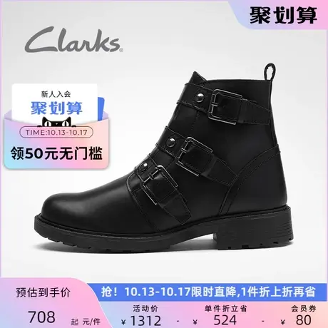 Clarks其乐女鞋秋冬复古时尚潮流搭扣及踝靴朋克简约复古马丁靴女图片