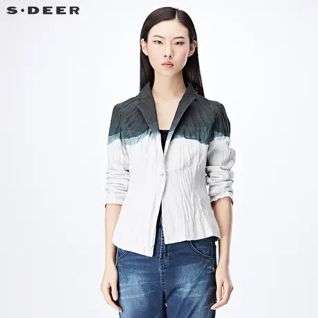 sdeer圣迪奥女装秋装深邃蓝调渐变印花西装外套S17182262图片