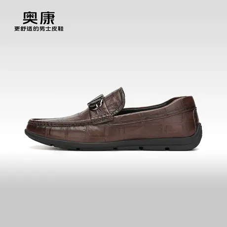 【门店发货】奥康男鞋春秋季新款低帮商务休闲乐福鞋真皮软底商品大图