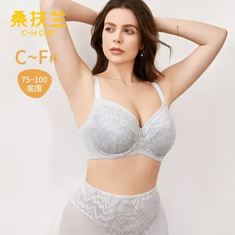 桑扶兰新品聚拢防下垂文胸包容无痕大胸显小薄款透气大码内衣女图片