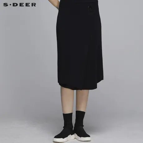 sdeer圣迪奥女装秋季个性立体气质通勤搭片长裙S20181104图片
