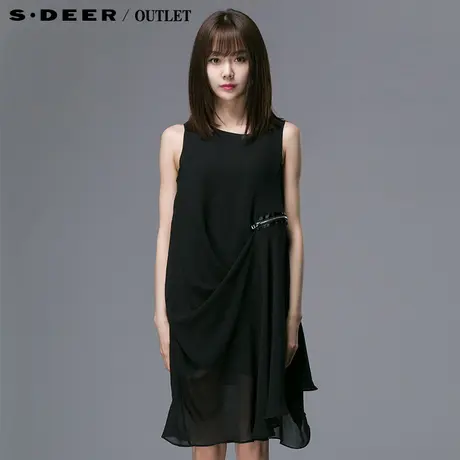 s.deer【上新】圣迪奥专柜正品女夏纯色雪纺飘逸连衣裙4281274图片