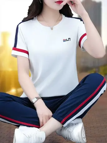 恋上17号冰丝速干薄款运动套装女夏季2023年新款夏装休闲服两件套商品大图