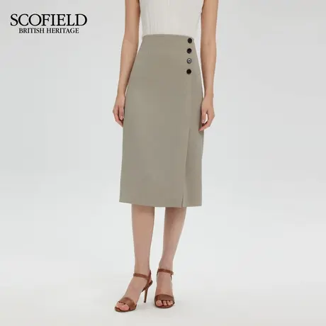 【易打理】Scofield女装都市静奢风H型半身裙侧边开叉2025秋新品图片