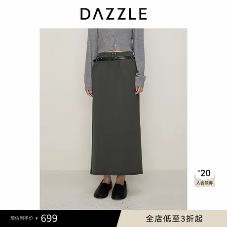 DAZZLE地素奥莱 半身裙秋季女装摩登复古风开衩长裙图片