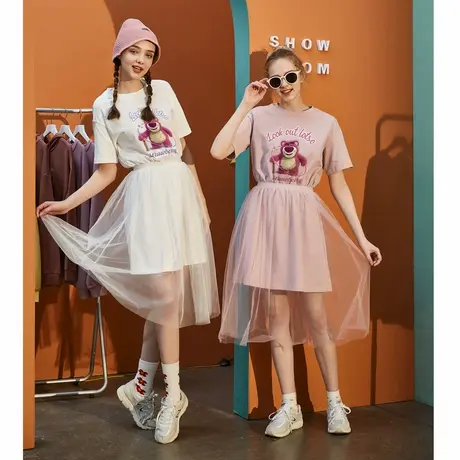 唐狮卡通白色连衣裙女小个子裙子女夏季短袖polo裙图片