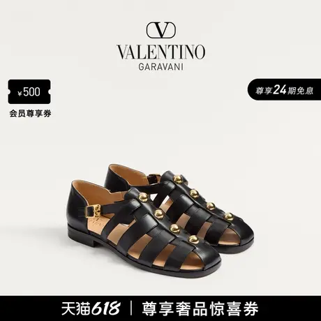 [24期免息]华伦天奴VALENTINO男士 STUDSHIELD 小牛皮渔夫凉鞋图片