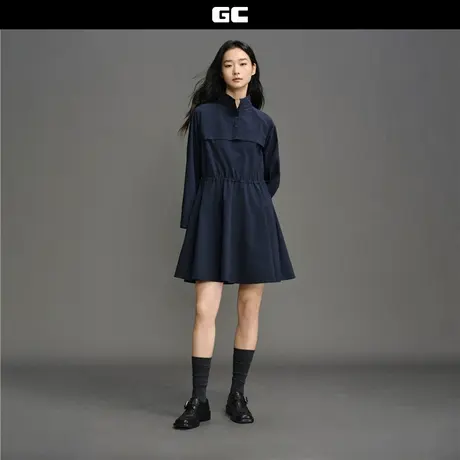 GC2025秋冬新款裙子女休闲风四面弹立领插肩可束腰连衣裙12465003图片