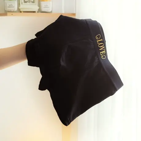 偷心天使~男士内裤纯棉四角裤衩宽松男生大码抗菌平角短裤头黑色图片