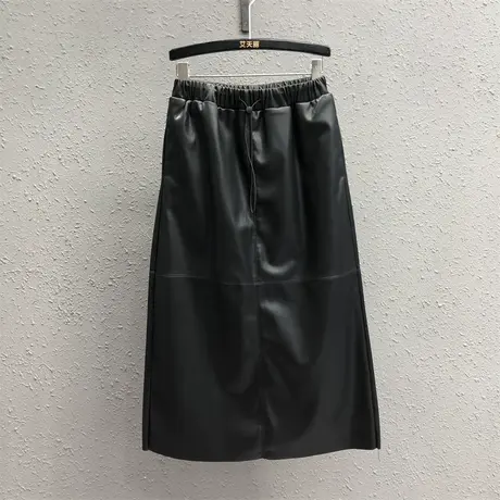 个性辣妹装半身裙2023秋季新款松紧腰中长款UP皮a字裙女高腰显瘦图片