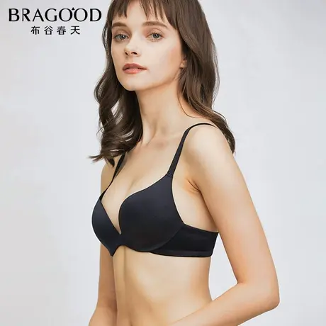 布谷内衣女无钢圈光面春夏无痕上薄下厚小胸显大聚拢上托白色文胸商品大图