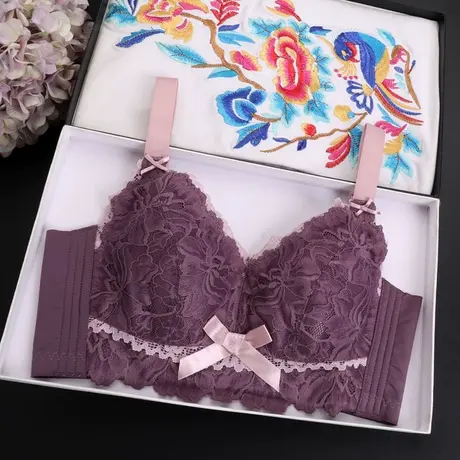 内衣女夏薄款大胸显小文胸无钢圈防下垂大码2021爆款美背乳胶胸罩图片