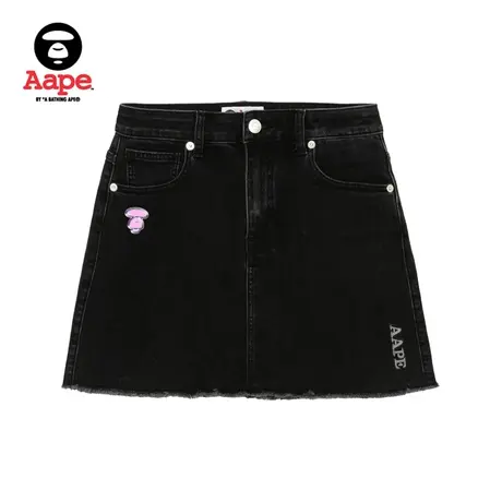 Aape旗舰店女装春夏猿颜章纯色字母刺绣短裙6870XXI图片