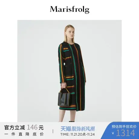 Marisfrolg玛丝菲尔羊毛2020年冬季新款条纹宽松长袖连衣裙裙子图片