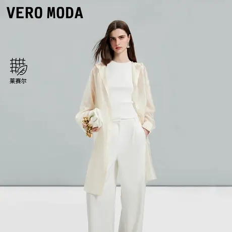 Vero Moda奥莱衬衫式连衣裙夏季新款长款罩衫裙透视休闲外套女图片