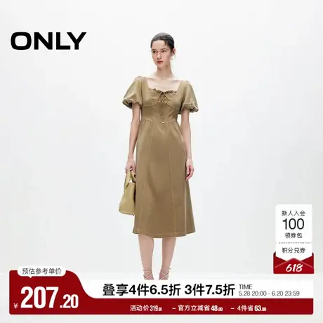 ONLY奥莱夏季可爱泡泡袖显瘦中长款牛仔连衣裙女图片