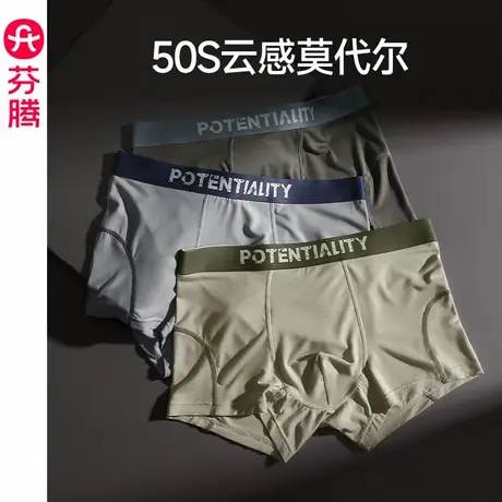 芬腾内裤男士抗菌裆莫代尔平角裤新款青年舒适透气四角裤头短裤衩图片