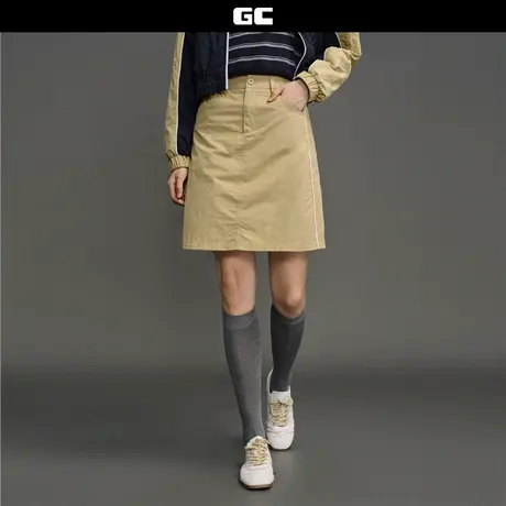 GC2025秋季新款裙子女撞色边印花半松紧腰休闲a字半身裙12465605图片