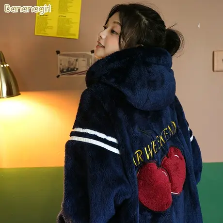 Bananagirl睡衣女秋冬珊瑚绒甜美可爱保暖加厚法兰绒女套装家居服图片