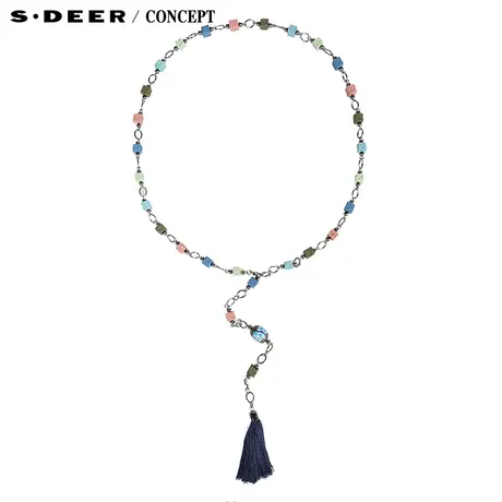 【新品】sdeer圣迪奥专柜正品女装文艺清新彩色串石腰链S144843D3图片