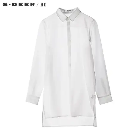sdeerhe圣迪奥率性前短后长开衩设计暗门襟翻领男式上衣H16170505图片