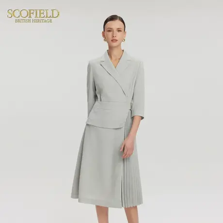 Scofield女装都市通勤不对称西装连衣裙可拆卸腰带2025夏季新品图片