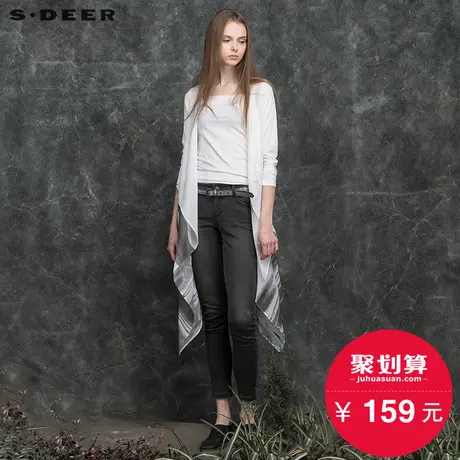 sdeer圣迪奥秋装轻薄抽象水墨晕染斜襟暗扣空调衫开衫女S16181781图片