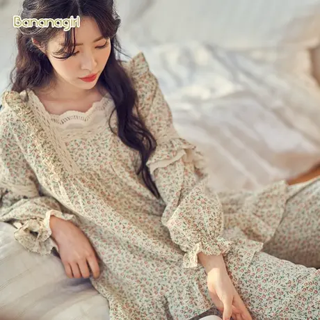 Bananagirl睡衣女春秋日系公主风碎花田园小清新女士家居服可外穿图片