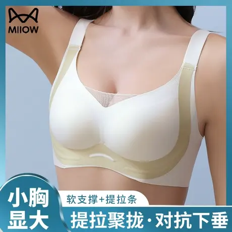 猫人文胸小胸聚拢显大收副乳防下垂美背薄款舒适型女士文胸商品大图