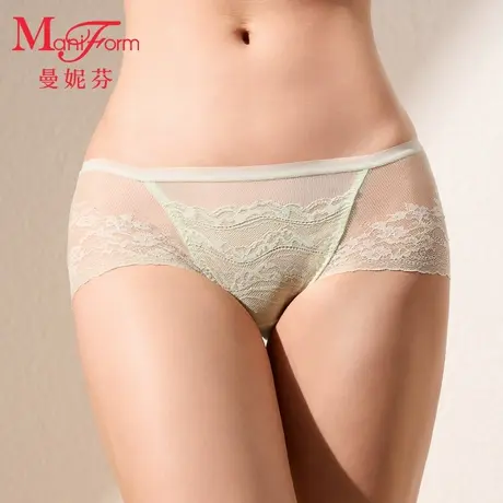 曼妮芬舒适中低腰低角裤女士内裤性感蕾丝抗菌内裆底裤图片