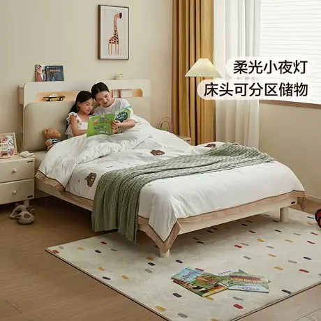 全友家居夜光软靠儿童床2025新款小户型卧室实木脚男女孩单人床图片