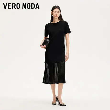 Vero Moda奥莱连衣裙2025夏季新款百褶拼接赫本风T恤裙优雅休闲图片